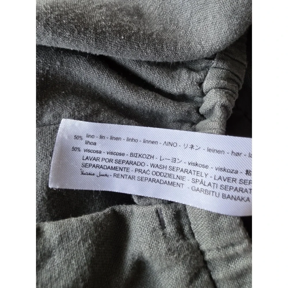 ZARA Women's Linen Blend Pants Size M Gray Casual Trousers 29in Inseam